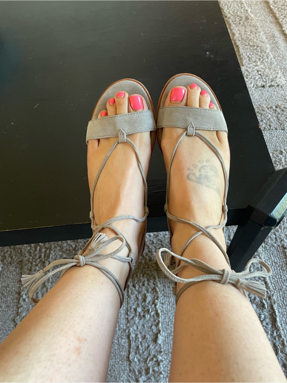 Frye Taupe Suede Lace-Up Sandals